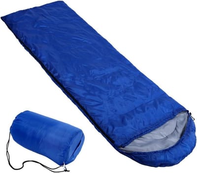 Slaapzak met Hoed - Kampeerzak Envelope - Buiten slapen - Waterafstotend en winddicht - 190 cm lengte - Blauw