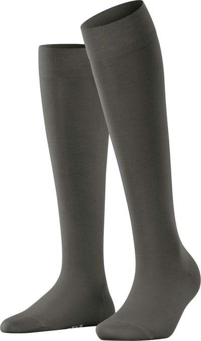 FALKE Cotton Touch lang eenkleurig katoen kniekousen dames groen - maat 35-38