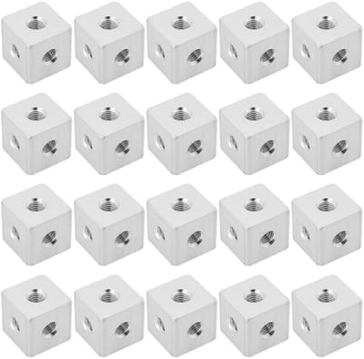 Dailygoods- Verbinder Aluminium - M3 Profiel - Bevestigingsblok - 20 Stuks - 10x10x10mm - Geschikt voor Acrylpanelen - Connector