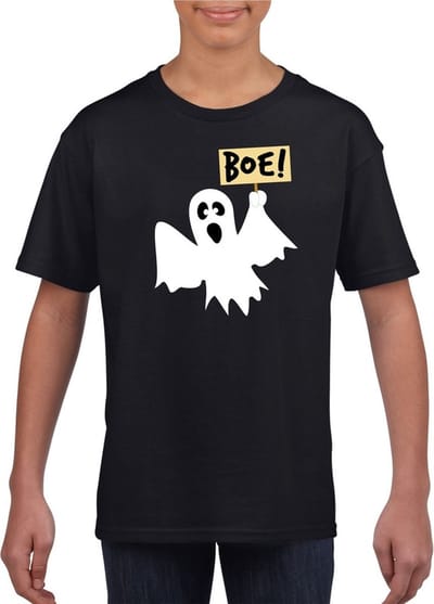 Bellatio Decorations Halloween spook - vekleed t-shirt - zwart - voor kinderen - kleding - spoken 110/116