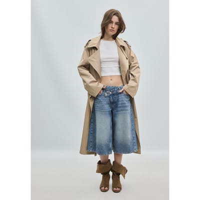 Stradivarius Lange basistrenchcoat  Beige XS