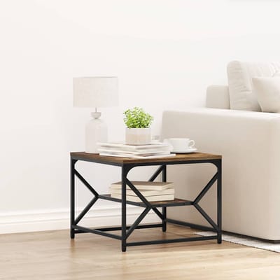 vidaXL - Salontafel - Rook - Eiken - 51 - x - 50 - x - 40 - cm - Engineered - hout - en - staal