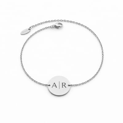 Munt Armband met 2 Initialen Zilver