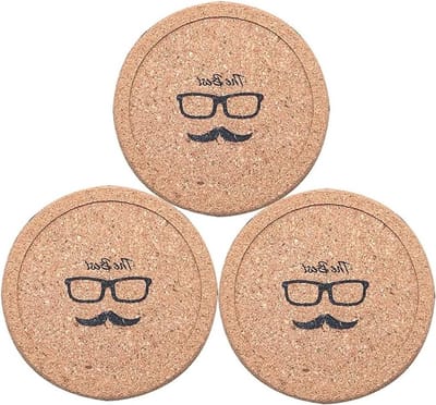 Set van 3 Kurken Onderzetters van 10 cm - Voorkom Waterschade, Warmtebestendig en Meubelbescherming