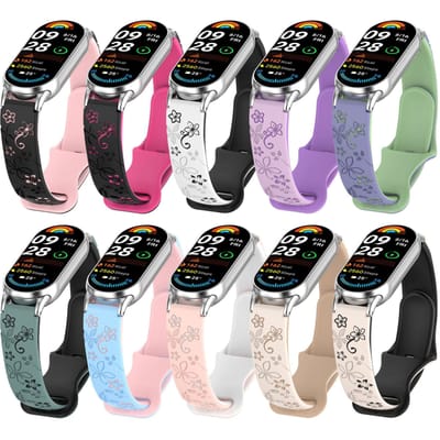 Siliconen 3D Gegraveerde Bloem Armband voor Xiaomi Mi Band 9 10 Band Smart Horloge Ademende Horlogeband voor Xiaomi Band 8 9 10 Band