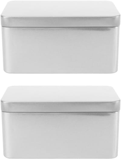 Set van 2 metalen opbergdozen met deksel voor traktaties, kaarsen en cadeau's - 13 x 8 x 6 cm