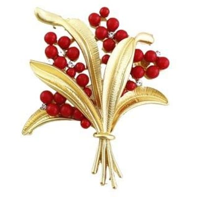 Dames Vintage Fijne Rode Vruchten Jas Broche Botanische Vorm Jas Decoratie Kleding Sieraden beige