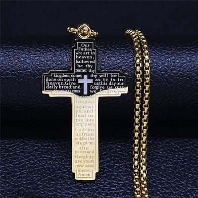 Fako Bijoux - Cubaans Kruis Breed Voor Mannen - Ketting Met Kruis - Heren Ketting - Holy Cross - 30x50mm - 60cm - 2mm - Stainless Steel - RVS - Staal - Goudkleurig