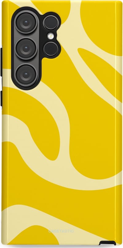 Casetastic Hoesje Geschikt voor Samsung S23 Ultra - Stijlvolle Beschermende Duo-layer Case - Citroen Gele Zonnestraal
