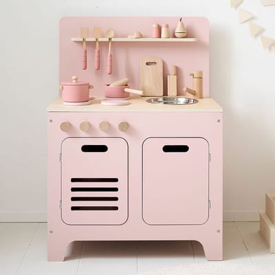 Petite Amélie Speelkeuken Roze - Kinderkeuken incl. 13 speelgoed keukenaccessoires - H 83 cm