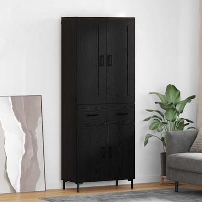 vidaXL - Highboard - 2 - st - Zwart - Eiken - 69,5 - x - 34 - x - 180 - cm - Bewerkt - hout