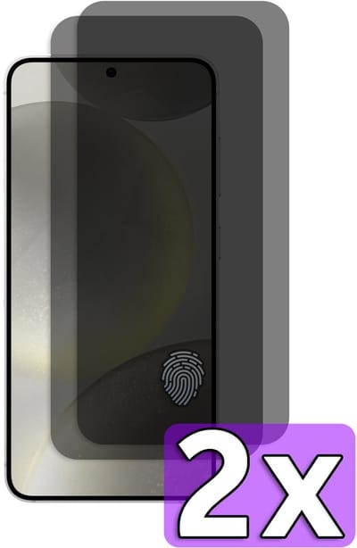 Casemania Privacy Glas Geschikt voor Samsung Galaxy S25 Edge - Screenprotector Gehard Glas - Met werkend Fingerprint Sensor - Volledige Bescherming - 2 Stuks