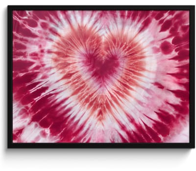Poster in lijst - Fotolijst 80x60 cm - Posters - Hartvorm - Roze - Tie dye - Posterlijst zwart - Decoratie - Wanddecoratie woonkamer - Muurdecoratie slaapkamer
