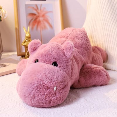 Dailygoods- Knuffeldier Zacht Pluche Nijlpaard - Knuffelbeer - 55 cm - 2 kg - Geschikt voor Kinderen/Volwassenen - Roze - Pluche Dier