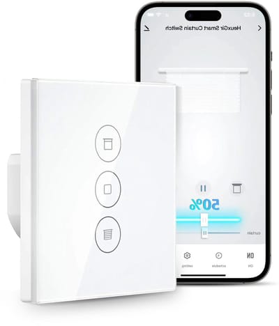 Wifi Rolluikschakelaar - Slimme Gordijnschakelaar - Automatisch Gordijnen Sturen - Percentage Controle - 80 x 80 mm - Wit
