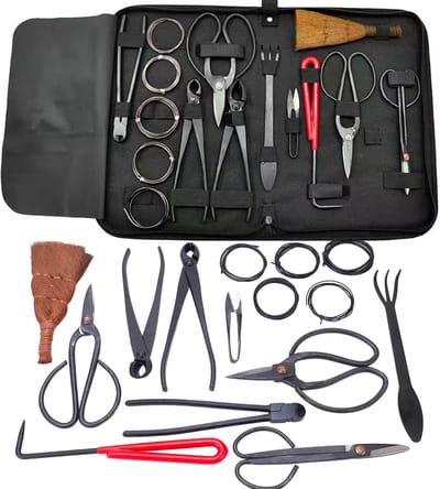 Bonsai gereedschap set (16-delig )- BBonsai boompje verzorgingskit - onsai Starters kit –Tuingereedschap - Bonsai schaar - Bonsai Concave Takkensnijder - Bladsnijder -Tuinbenodigdheden