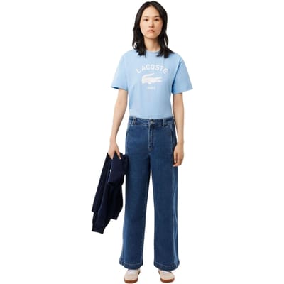 Lacoste Unisex katoenen T-shirt voor volwassenen met Parijs-motief (Lichtblauw)