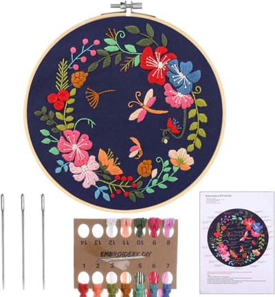 Famanu - Kruissteek starterset met slingermotief, DIY Cross Stitch Embroidery Starter Kit, Handnaaiset voor volwassenen en beginners