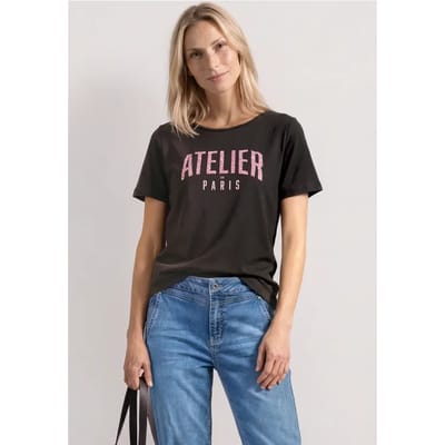 Shirt met ronde hals en opdruk op de voorkant