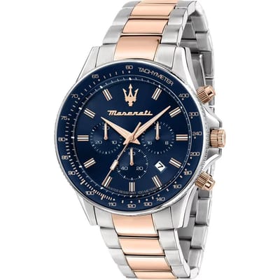 Maserati Sfida Blauw Tweekleurig Rosé Heren Quartz Chronograaf R8873640022 blauw