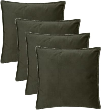 Atmosphera Bank/sierkussens huiskamer Sophia - 4x stuks - 52 x 52 cm - Olijfgroen - polyester - met rits