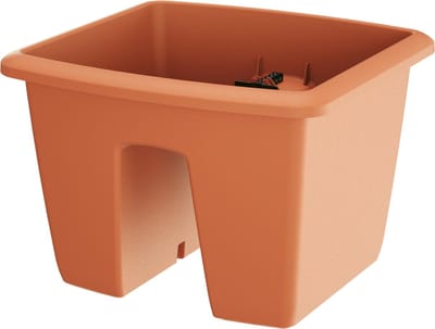 1x Kunststof balkon plantenpotten/bloempotten terracotta 29 cm - Tuin en balkon decoratie plantenpot/bloempot