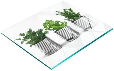 Duurzaam en stijlvol glazen bord met patroon van aromatische planten, 60x52 cm