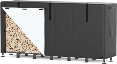 Houtopslag Rek - Openhaard Hout - Buiten Opslaan - Waterdichte Hoes - 1.2 m³ Capaciteit - Zwart