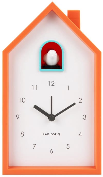 Karlsson Wekker Modern Cuckoo - Helderoranje - 6x12x20cm - Scandinavisch - Wekker voor slaapkamer - Wekkers