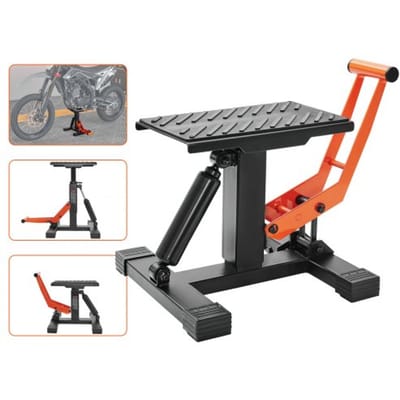 VEVOR Motorfietslift, Motorfietshefplatform 200 kg, Montagestandaard, Montagekrik, Lift, Verstelbare hoogte 255-460 mm, Platform 0-120 mm, Staal, Reparatie en onderhoud voor motorfietsen, Oranje + Zwart