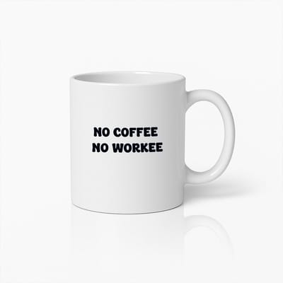 No Coffee No Workee Grappige Koffiemok – 330ml Keramische Beker voor Kantoor & Thuis