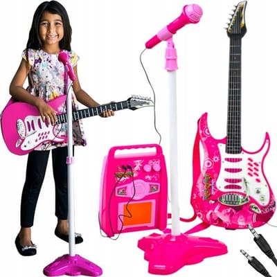 Kruzzel Roze Gitaar Set met Microfoon en Versterker - Muzikaal Plezier voor Kinderen