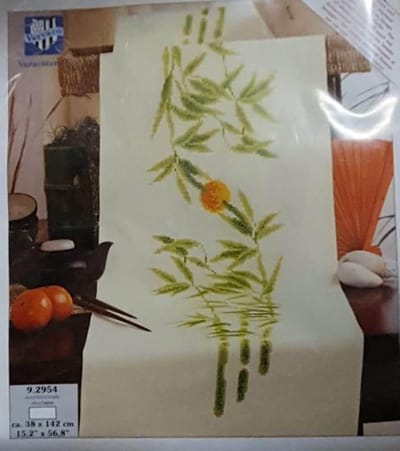 Tafelloper groen blad voorbedrukt Vervaco (zonder garen)
