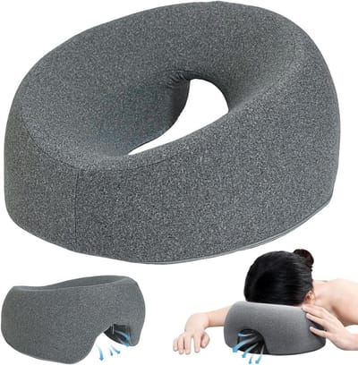 Ergonomisch gezichtskussen van traagschuim, ademend en wasbaar, ideaal voor massages, spa en cosmetica thuis, donkergrijs