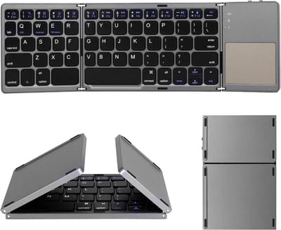 KZQ Opvouwbaar Bluetooth Toetsenbord - Met Touchpad - Ultradun En Zakformaat - Compatibel Met Android Windows Pc En Tablets - Ingebouwde Oplaadbare Batterij - Draagbaar - Grijs