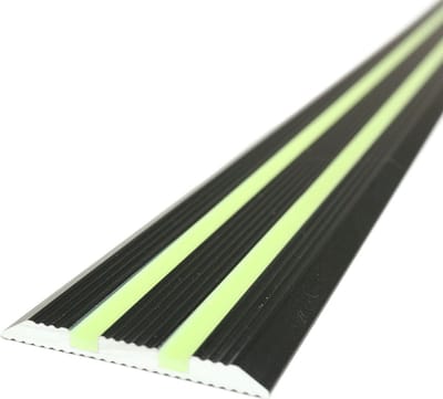 Aluminium profiel glow-in-the-dark - Zwart - 1000 mm x 35 mm x 1,5-4 mm- Anti-slip - Aluminium - 1,5-4 mm - Voor binnen & buiten
