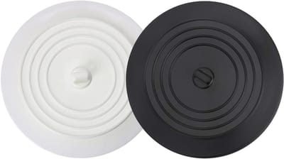 Set van 2 siliconen badstoppen, universele badstekker, 15,5 cm afvoerstopper voor keuken, badkamer, wasserijen (zwart en grijs)