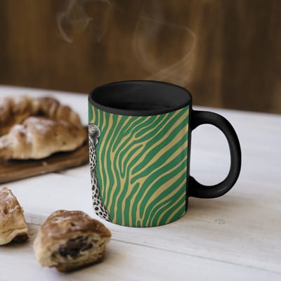 Magische Mok - Foto op Warmte Mokken - Koffiemok - Panter - Zebrapatroon - Groen - Magic Mok - Beker - 350 ML - Theemok