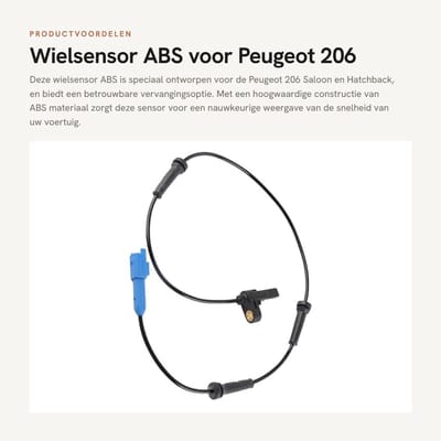 Dailygoods- Snelheidsensor ABS - Vervanging voor 206 Saloon/Hatchback - OEM 4545A0/4545A3/9661738680 - Materiaal ABS - Geschikt voor 1.4/1.6/2.0 modellen - Wielsensor