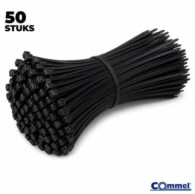 50x Commel Kabelbinders - 380 x 4.7 mm - Zwart - Nylon - Treksterkte 22kg