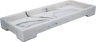 Intirilife Opbergbak Toilettafel Dienblad in Marmer Wit van kunsthars - 29.5 x 11.2 x 3 cm - Een stijlvolle manier om oppervlakken en organisatoren te beschermen