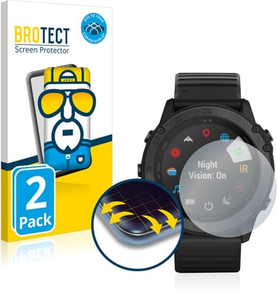 BROTECT - Screenprotector voor Garmin Tactix Delta Solar - Folie Beschermfolie transparant volledig dekking - 2 Stuks