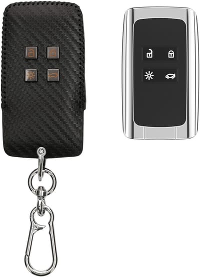 kwmobile Autosleutel Kunstlederen Hoes voor Renault 4-knops Smartkey autosleutel (alleen Keyless Go) Cover - Sleutelhoes met Sleutelring - design