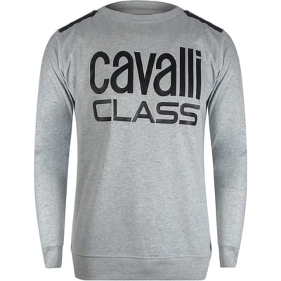 Cavalli Class Sweatshirt Met Getapete Schouders, Grijs