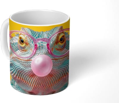 Mok - Koffiemok - Kameleon - Kauwgom - Kleurrijk - Mokken - 350 ML - Beker - Koffiemokken - Theemok