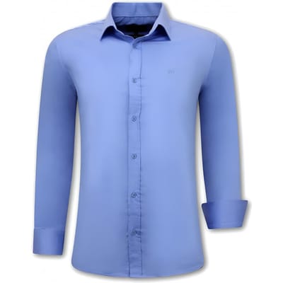 Luxe Blanco Heren Overhemden Lange mouw - Slim Fit - 3082 - Blauw