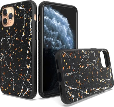 ZT Silicone telefoonhoesje met print Geschikt voor: iPhone 11 Pro - Black Marble - ZT Accessoires