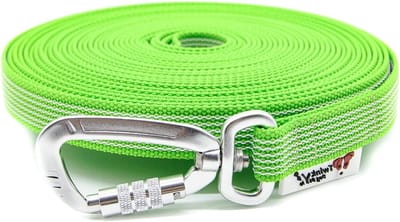 Hondenriem Rubber - Sleeplijn Trainingslijn - Veilig Trainen - Antislip Grip - 10 Meter Breed - Neon Groen