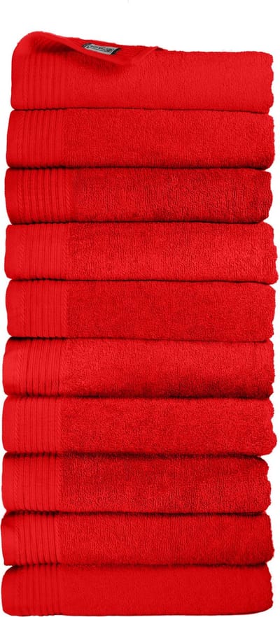 The One Towelling Classic Handdoeken - 50 x 100 cm - 10 Stuks - Voordeelverpakking - Hotelkwaliteit - 100% Gekamd katoen - Rood