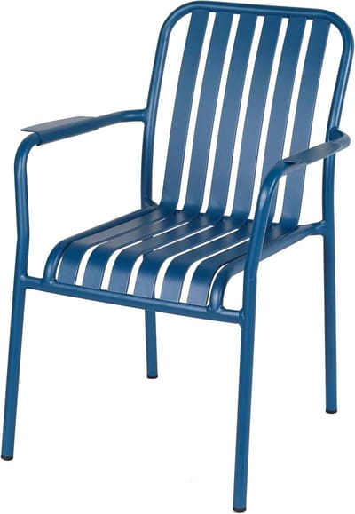 Tuinstoel met armleuningen - Buitenstoel Stapelbaar - Buiten Zitten - Weerbestendig Aluminium - 85 cm Hoog - Donkerblauw